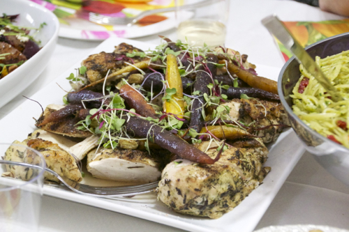 Roasted Herb Chicken Breasts & Roast Heirloom Baby Carrots